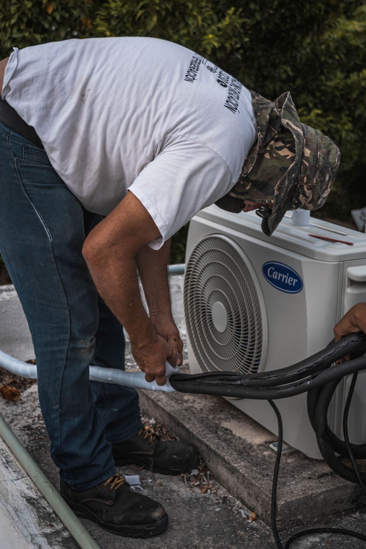 Air conditioning technician at work
