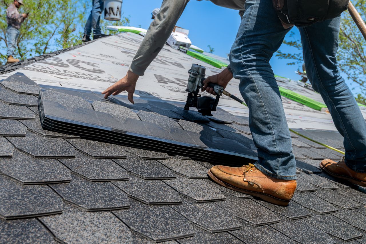 Roofer at work